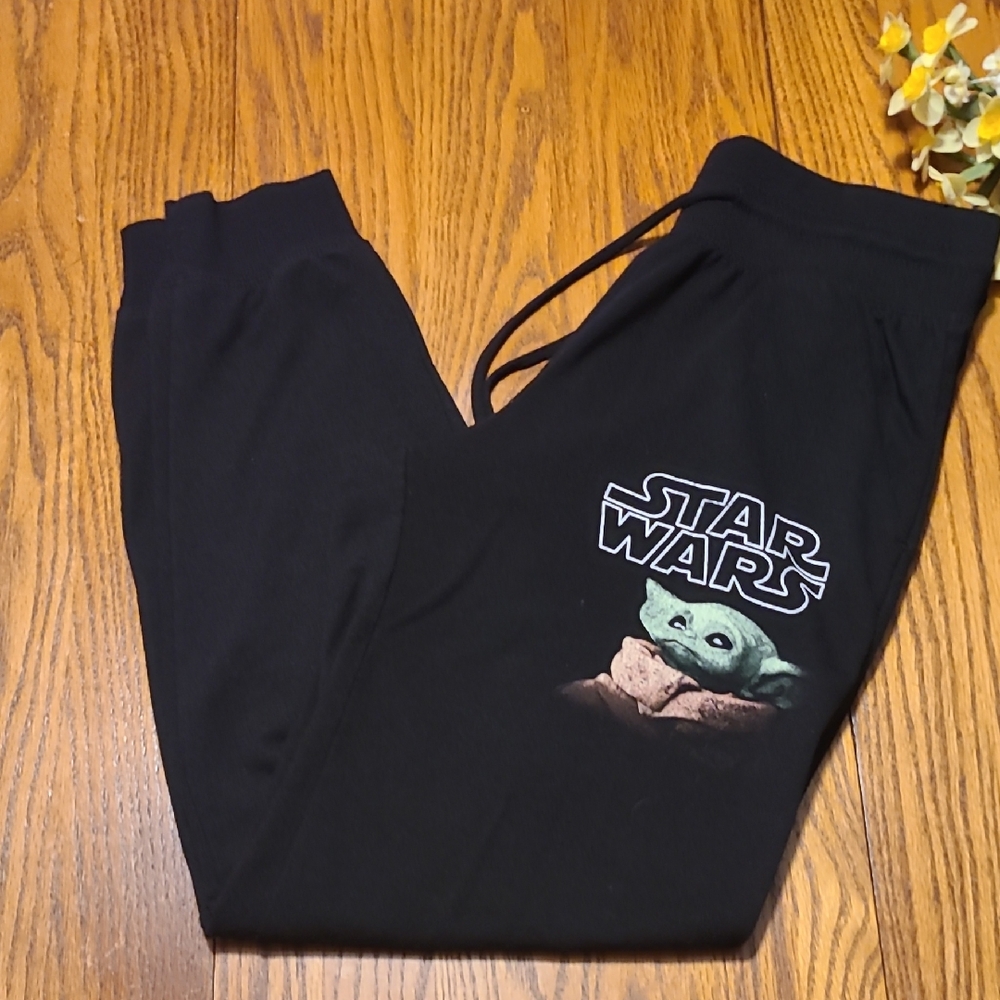 Star Wars Baby Yoda Black Joggers - Ladies XS